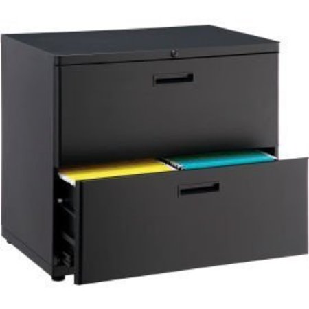 GLOBAL EQUIPMENT Interion    30" Lateral File Cabinet 2 Drawer Black 248986
